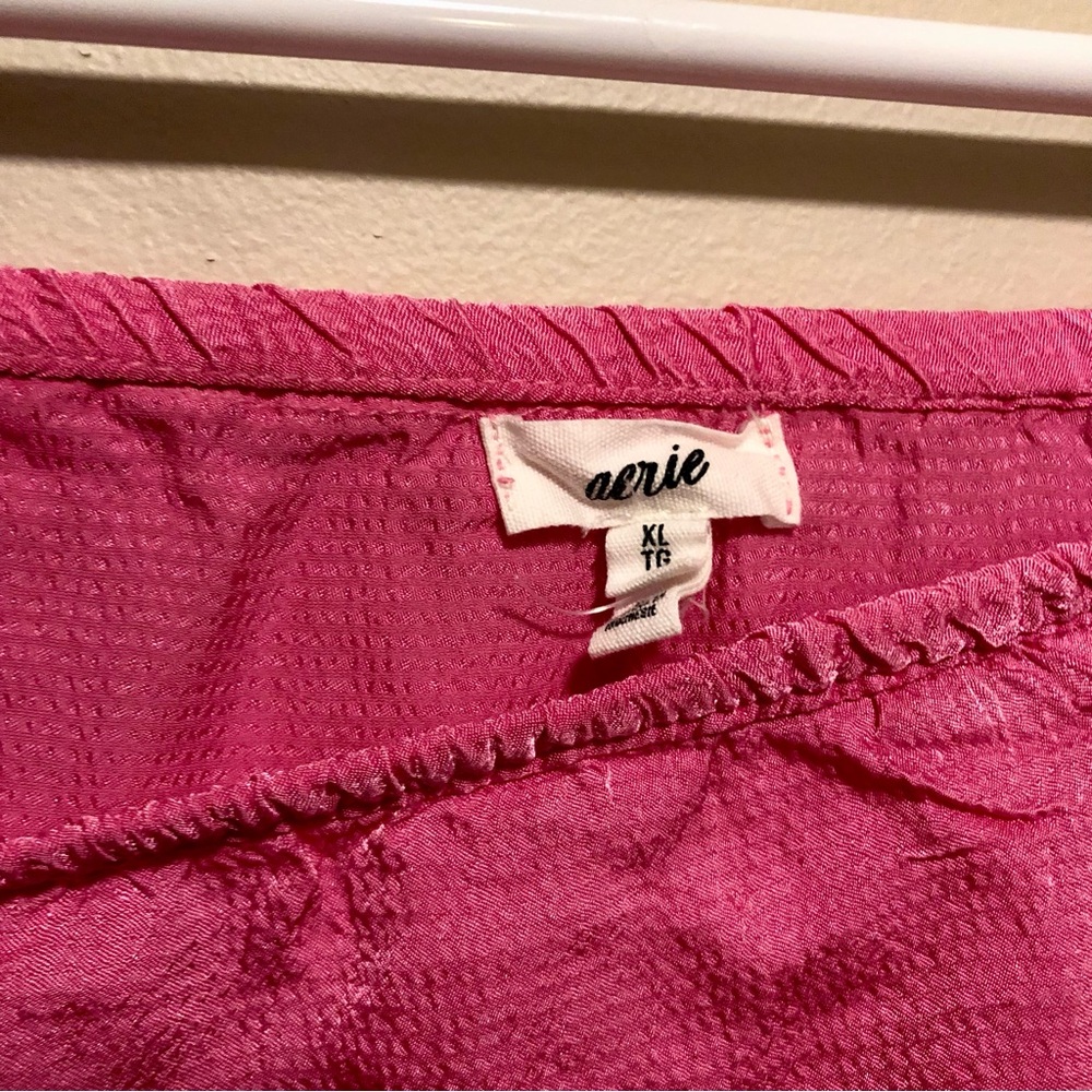 aerie Hot Pink Satin Maxi Skirt with Lace Trim - Picture 4 of 5